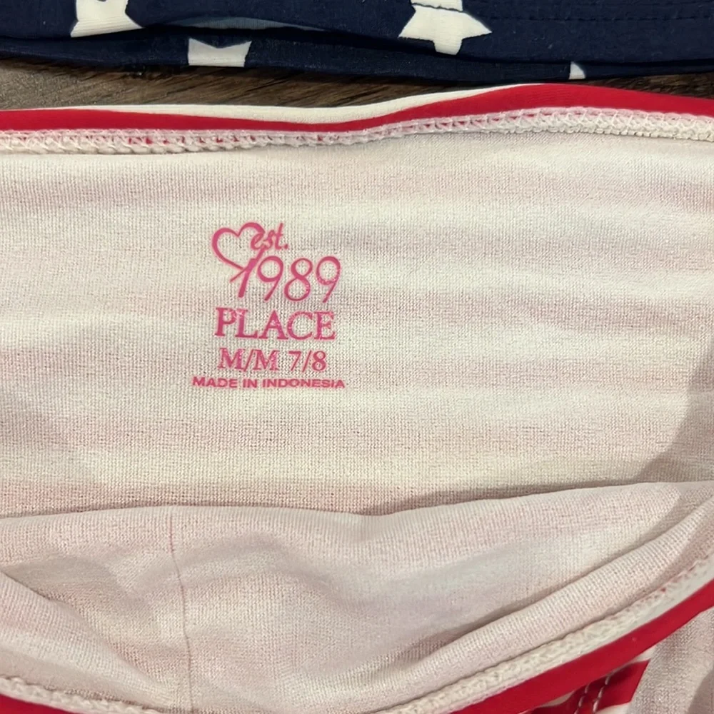 Children’s Place Girls Swimsuit American USA patriotic red white blue 7 8 - Picture 3 of 7